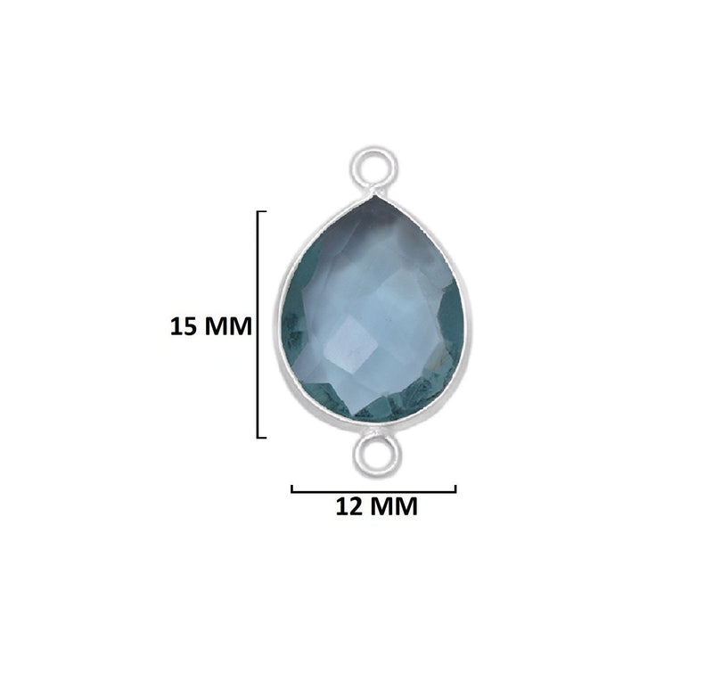 London Blue Topaz Pendant – Sterling Silver Pear Gemstone Bezel