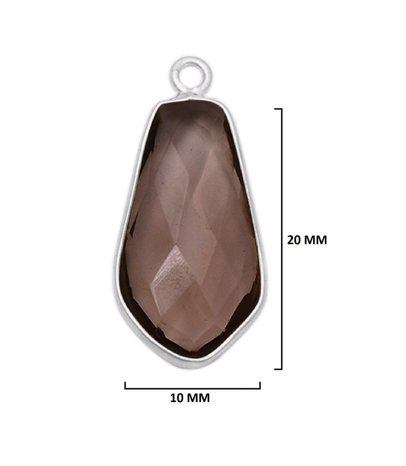 Boho Smoky Quartz Sterling Silver Pendant - Teardrop Gemstone Bezel