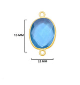 Boho Chic Blue Topaz Bezel Pendant - Handcrafted Gemstone Necklace with 24kt Gold Plating
