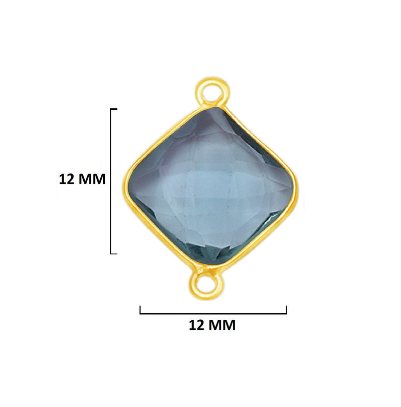 Boho Chic London Blue Topaz Bezel Pendant - Handcrafted Gemstone Necklace with 24kt Gold Plating