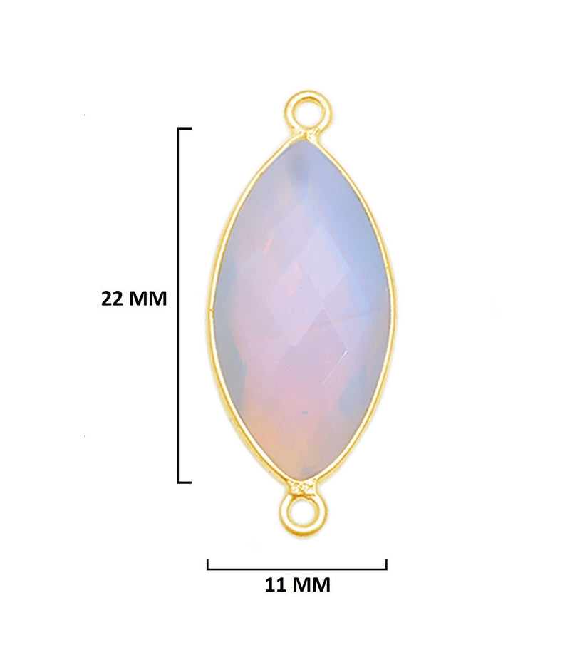 Opalite Marquise/Evil Eye Pendant - Boho Chic Gemstone Necklace with 24kt Gold Elegance