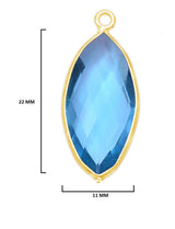 Boho Chic Blue Topaz Bezel Pendant - Handcrafted Gemstone Necklace with 24kt Gold Plating