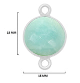 Amazonite natural gemstone bezel charms, 18mm coin or round-shaped bezel pendants, double bail bezel connectors, 925 sterling silver handmade bezel gemstone. Women jewelry making necklaces, earrings, bracelets bezel charms.