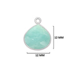Amazonite natural gemstone bezel charms, 12mm heart-shaped bezel pendants, women jewelry-making earrings, bracelets, necklace pendants, and DIY craft supplies. 925 sterling silver bezel charms pendants.
