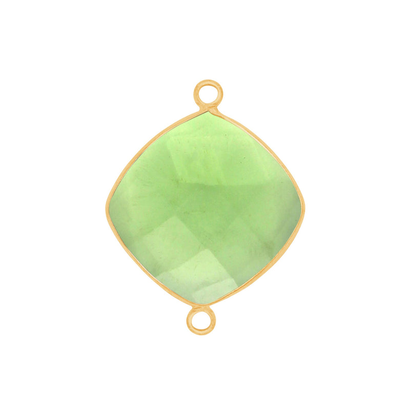 Boho Chic Green Amethyst Bezel Pendant - Handcrafted Gemstone Necklace with 24kt Gold Plating