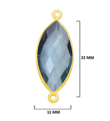 Boho Chic London Blue Topaz Bezel Pendant - Handcrafted Gemstone Necklace with 24kt Gold Plating