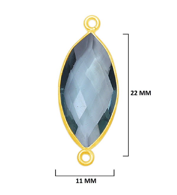 Boho Chic London Blue Topaz Bezel Pendant - Handcrafted Gemstone Necklace with 24kt Gold Plating