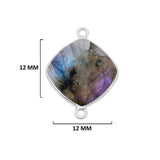 Labradorite Cushion/Diamond Pendant - Boho Chic Gemstone Necklace with 925 Sterling Silver Elegance