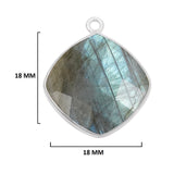 Labradorite Cushion/Diamond Pendant - Boho Chic Gemstone Necklace with 925 Sterling Silver Elegance