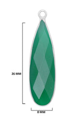 Green Onyx Rounded Teardrop Pendant - Boho Chic Gemstone Necklace with 925 sterling silver Elegance