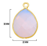 Opalite Pear/Flat Teardrop Pendant - Boho Chic Gemstone Necklace with 24kt Gold Elegance