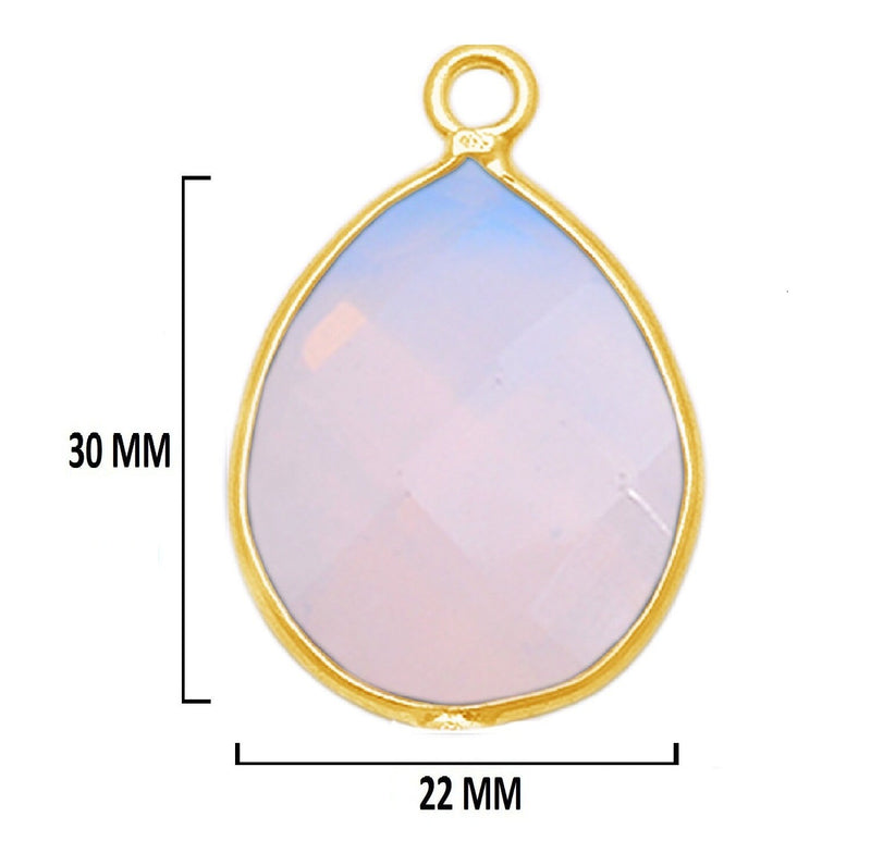 Opalite Pear/Flat Teardrop Pendant - Boho Chic Gemstone Necklace with 24kt Gold Elegance