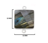 Labradorite Square Pendant - Boho Chic Gemstone Necklace with 925 Sterling Silver Elegance