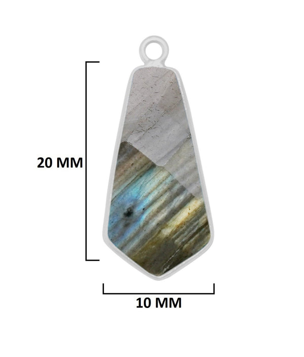 Labradorite Stone Necklace for Jewelry Making 10X20mm Tie Bezel Charms Pendants Connectors 925 Sterling Silver