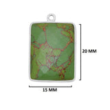 Green Turquoise Rectangle/Bar Pendant - Boho Chic Gemstone Necklace with 925 Sterling Silver Elegance