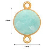 Amazonite natural gemstone bezel charms, 18mm coin or round-shaped bezel pendants, double bail bezel connectors, 24k gold plated over 925 sterling silver handmade bezel gemstone. Women jewelry making necklaces, earrings, bracelets bezel charms.
