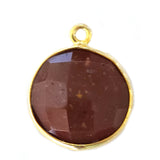 Brown Jasper Stone Necklace for Jewelry Making 11mm 15mm 18mm Coin/Round Bezel Charms Pendants Connectors 24K Gold Plated Over Silver