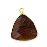 Brown Jasper Stone Necklace for Jewelry Making 15mm 15X20mm 18X25mm Triangle Bezel Charms Pendants Connectors 24K Gold Plated Over Silver