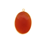 Carnelian Oval Pendant - Boho Chic Gemstone Necklace with 24kt Gold Elegance