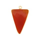 Carnelian Triangle Pendant - Boho Chic Gemstone Necklace with 24kt Gold Elegance