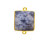 Dendrite Opal Square Pendant - Boho Chic Gemstone Necklace with 24kt Gold Elegance