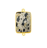 Dalmatian Jasper Rectangle/Bar Pendant - Boho Chic Gemstone Necklace with 24kt Gold Elegance