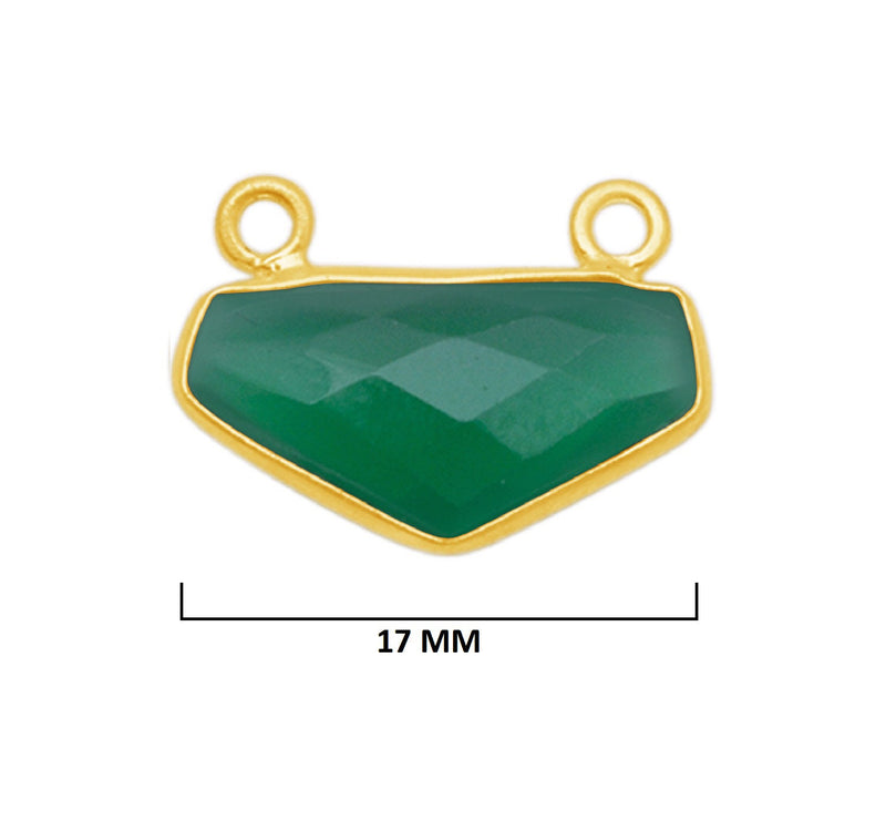 Green Onyx Chevron/Half Hexagon Pendant - Boho Chic Gemstone Necklace with 24kt Gold Elegance