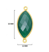 Green Onyx Marquise/Evil Eye Pendant - Boho Chic Gemstone Necklace with 24kt Gold Elegance