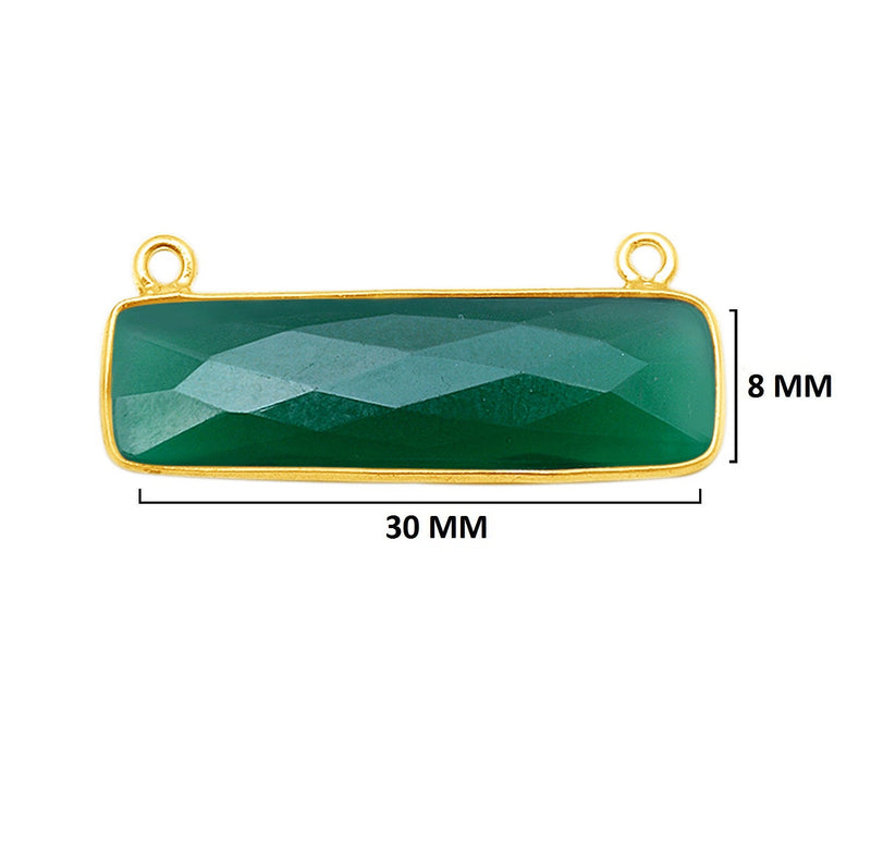 Green Onyx Rectangle/Bar Pendant - Boho Chic Gemstone Necklace with 24kt Gold Elegance