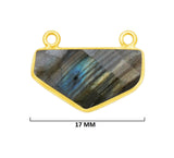 Labradorite Chevron/Half Hexagon Pendant - Boho Chic Gemstone Necklace with 24kt Gold Elegance