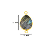 Labradorite Pear/Flat Teardrop Pendant - Boho Chic Gemstone Necklace with 24kt Gold Elegance