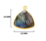 Labradorite Triangle Pendant - Boho Chic Gemstone Necklace with 24kt Gold Elegance