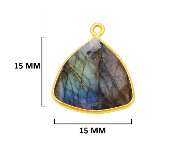 Labradorite Triangle Pendant - Boho Chic Gemstone Necklace with 24kt Gold Elegance