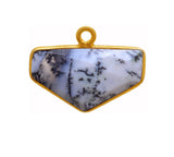 Dendrite Opal Chevron/Half Hexagon Pendant - Boho Chic Gemstone Necklace with 24kt Gold Elegance