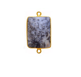 Dendrite Opal Rectangle/Bar Pendant - Boho Chic Gemstone Necklace with 24kt Gold Elegance