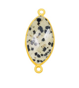 Dalmatian Jasper Marquise/Evil Eye Pendant - Boho Chic Gemstone Necklace with 24kt Gold Elegance