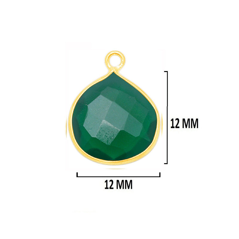 Green Onyx Heart Pendant - Boho Chic Gemstone Necklace with 24kt Gold Elegance