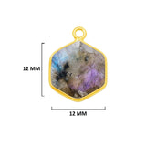 Labradorite Hexagon Pendant - Boho Chic Gemstone Necklace with 24kt Gold Elegance