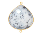 Dendrite Opal Heart Pendant - Boho Chic Gemstone Necklace with 24kt Gold Elegance