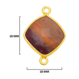 Mookaite Jasper Stone Necklace for Jewelry Making 12 15 18mm Cushion/Diamond Bezel Charms Pendants 24K Gold Plated Over 925 Sterling Silver