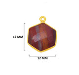 Mookaite Jasper Stone Necklace for Jewelry Making 12mm 15mm 18mm Hexagon Bezel Charms Connectors 24K Gold Plated Over 925 Sterling Silver
