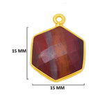 Mookaite Jasper Stone Necklace for Jewelry Making 12mm 15mm 18mm Hexagon Bezel Charms Connectors 24K Gold Plated Over 925 Sterling Silver