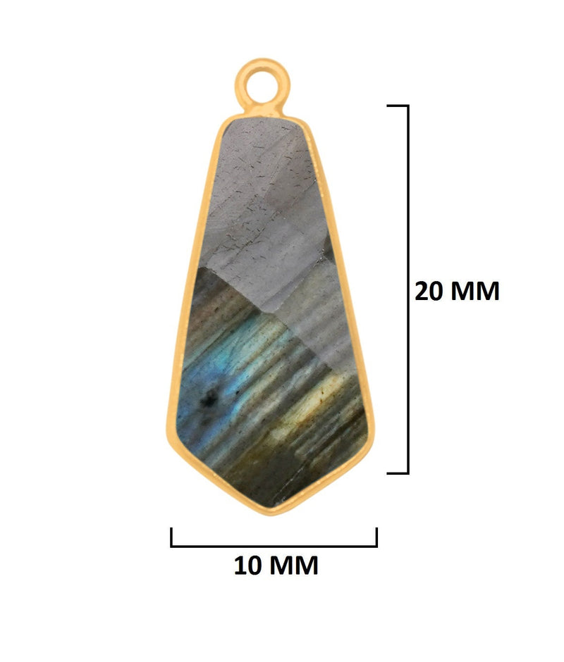 Labradorite Tie Pendant - Boho Chic Gemstone Necklace with 24kt Gold Elegance