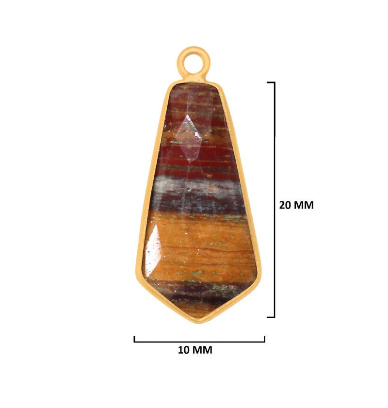 Mookaite Jasper Stone Necklace for Jewelry Making 10X20mm Tie Bezel Charms Pendants Connectors 24K Gold Plated Over 925 Sterling Silver