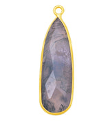 Moss Agate Pear/Flat Teardrop Pendant - Boho Chic Gemstone Necklace with 24kt Gold Elegance