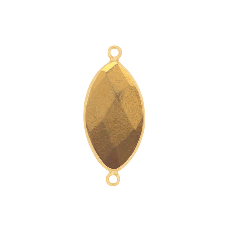 Pyrite Gold Coated Stone Necklace for Jewelry Making 11X22mm Marquise/Evil Eye Bezel Charms Pendants Connectors 24K Gold Plated Over Silver