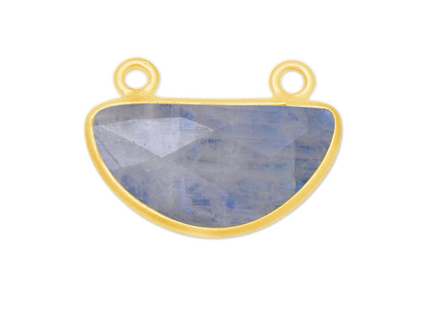Rainbow Moonstone Moon/Crescent Pendant - Boho Chic Gemstone Necklace with 24kt Gold Elegance