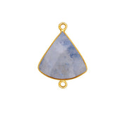 Rainbow Moonstone Bell/Quarter Circle Pendant - Boho Chic Gemstone Necklace with 24kt Gold Elegance