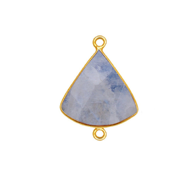Rainbow Moonstone Bell/Quarter Circle Pendant - Boho Chic Gemstone Necklace with 24kt Gold Elegance