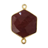 Red Jasper Hexagon Pendant - Boho Chic Gemstone Necklace with 24kt Gold Elegance